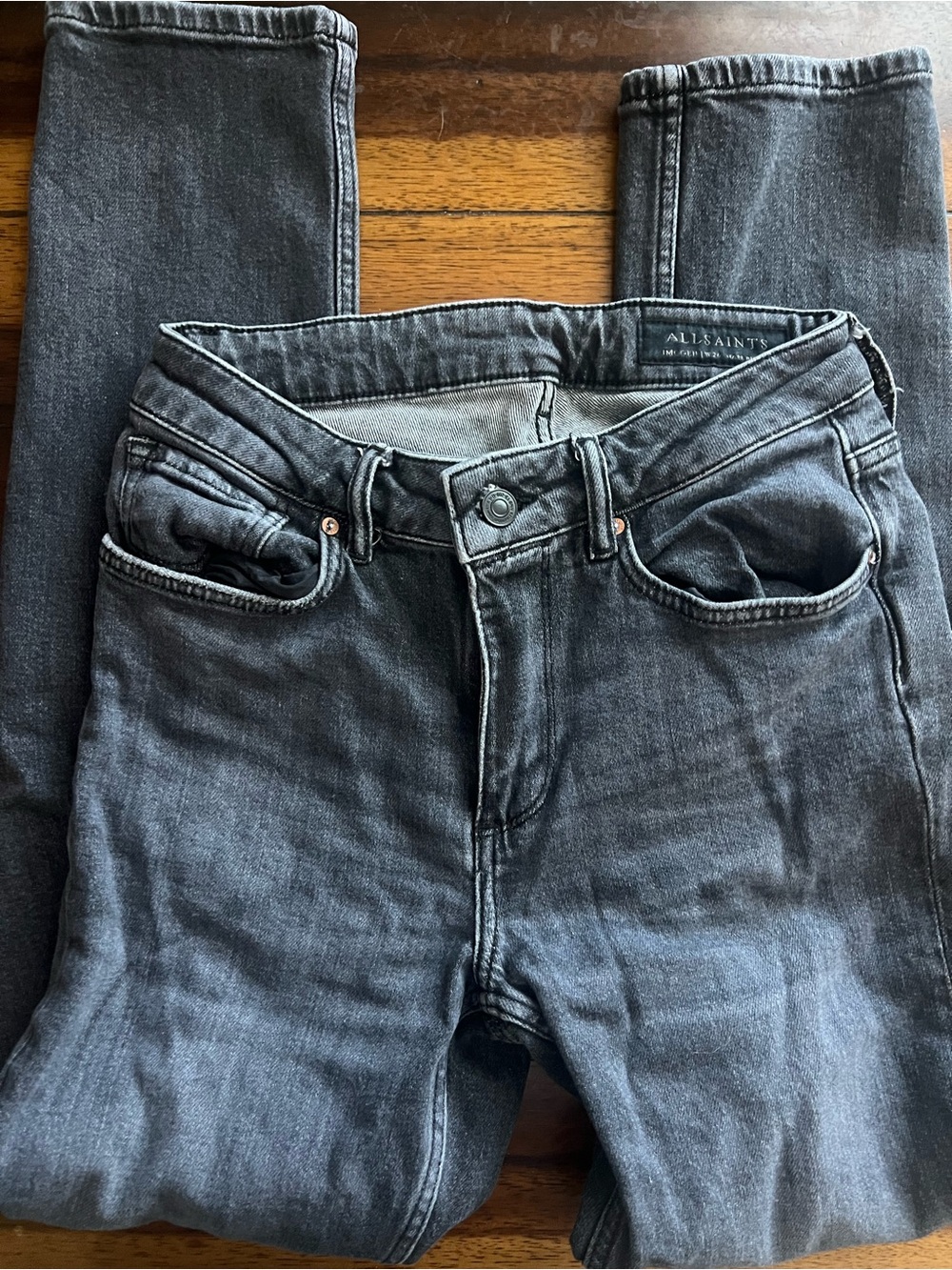 AllSaints Slim-Fit Women's Charcoal Denim Jeans